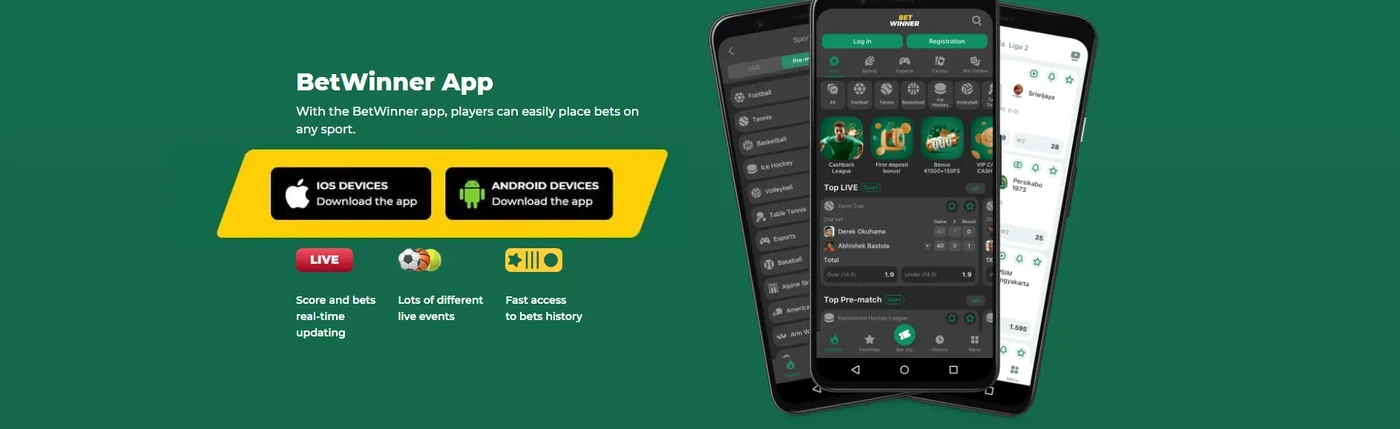 Aplicaciones Android e iOS de BetWinner
